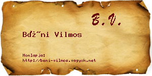 Béni Vilmos névjegykártya